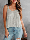 Sequin Scoop Neck Tank - Trendsi - Flyclothing LLC