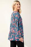 Celeste Full Size Tiered Floral V-Neck Long Sleeve Blouse - Trendsi