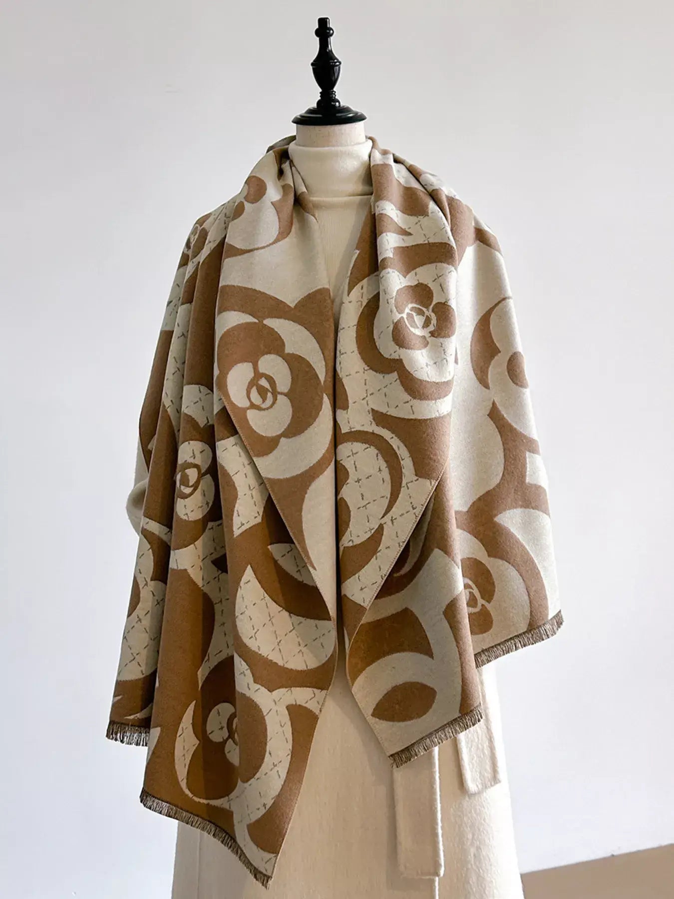 Floral Patterned Warm Scarf - Trendsi - Flyclothing LLC
