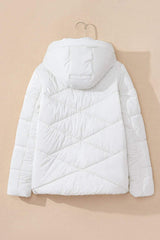 Drawstring Zip Up Long Sleeve Hooded Winter Coat - Trendsi - Flyclothing LLC