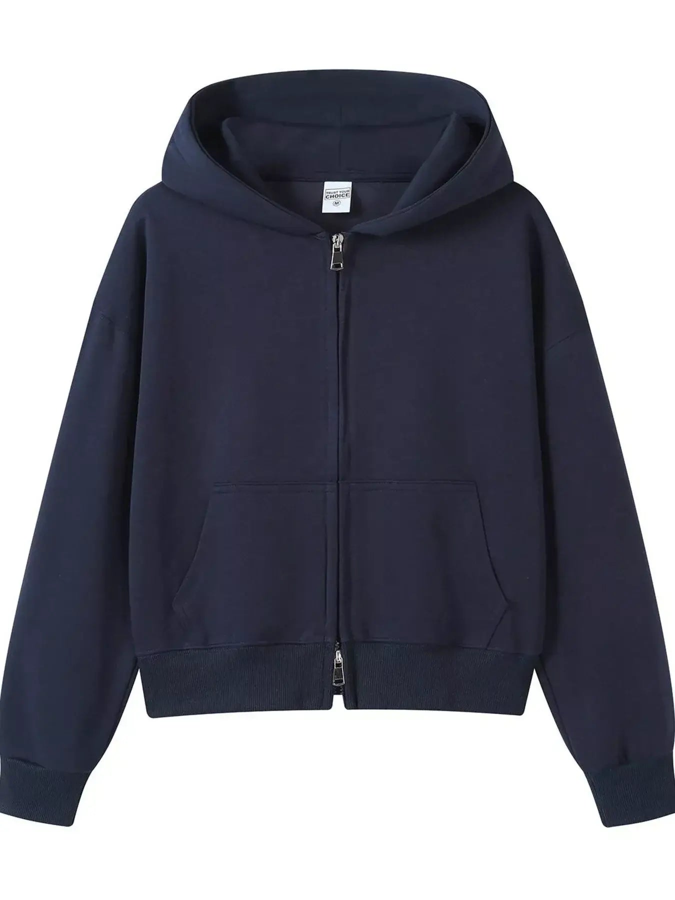 Full Size Casual Zip-Up Long Sleeve Hoodie Plus Size - Trendsi - Flyclothing LLC