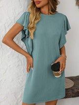 Mandy Ruffled Round Neck Short Sleeve Dress - Trendsi - Flyclothing LLC