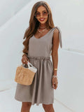 V-Neck Tie Shoulder Mini Dress - Trendsi - Flyclothing LLC
