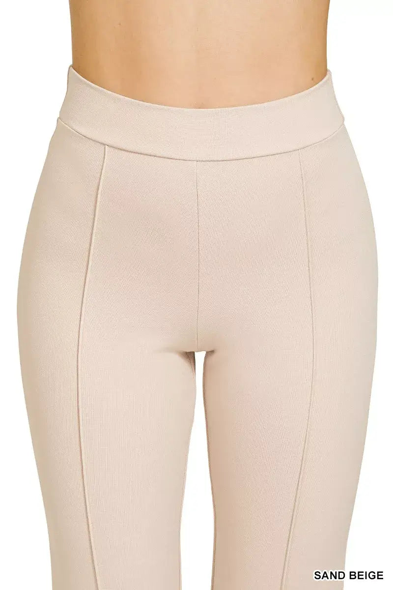 Zenana Heavy Ponte Elastic Waistband Pintuck Pants - Trendsi - Flyclothing LLC