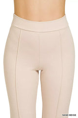 Zenana Heavy Ponte Elastic Waistband Pintuck Pants - Trendsi - Flyclothing LLC