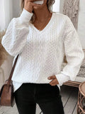 V-Neck Long Sleeve Sweatshirt - Trendsi