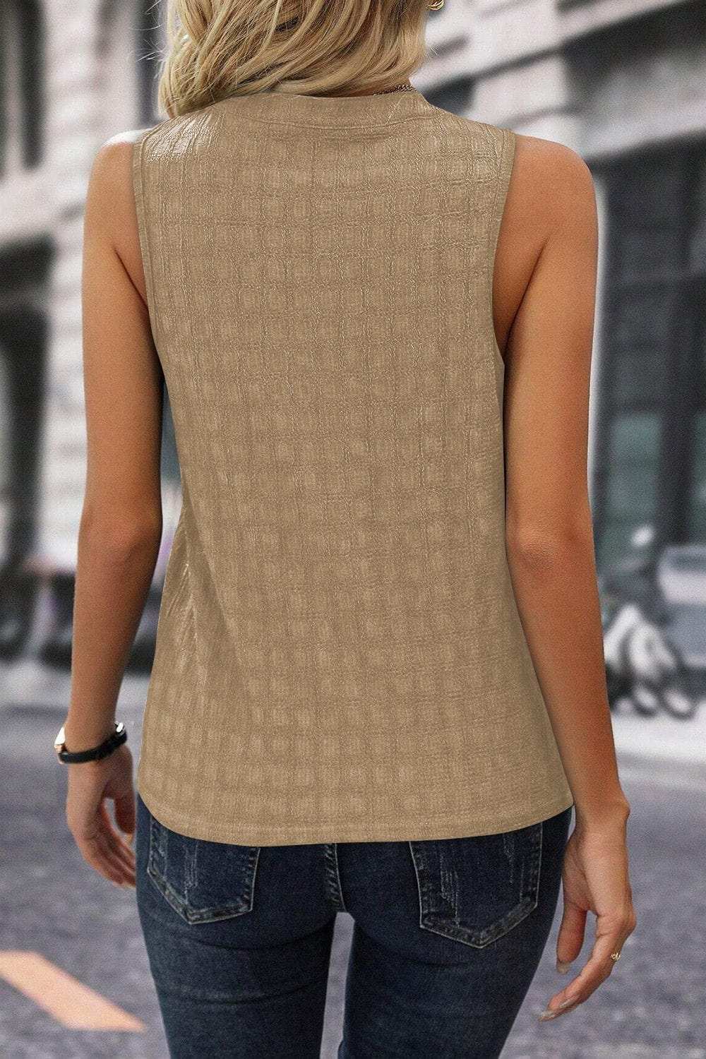 Textured Notched Tank - Trendsi - Flyclothing LLC