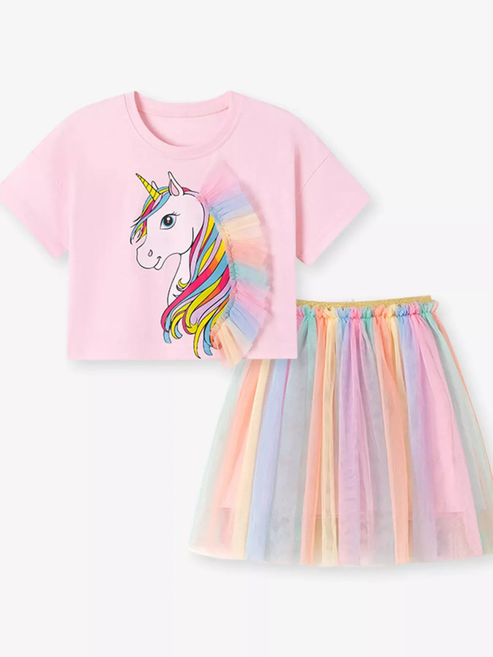 Children's Unicorn Rainbow Tulle Dress Set - Trendsi - Flyclothing LLC