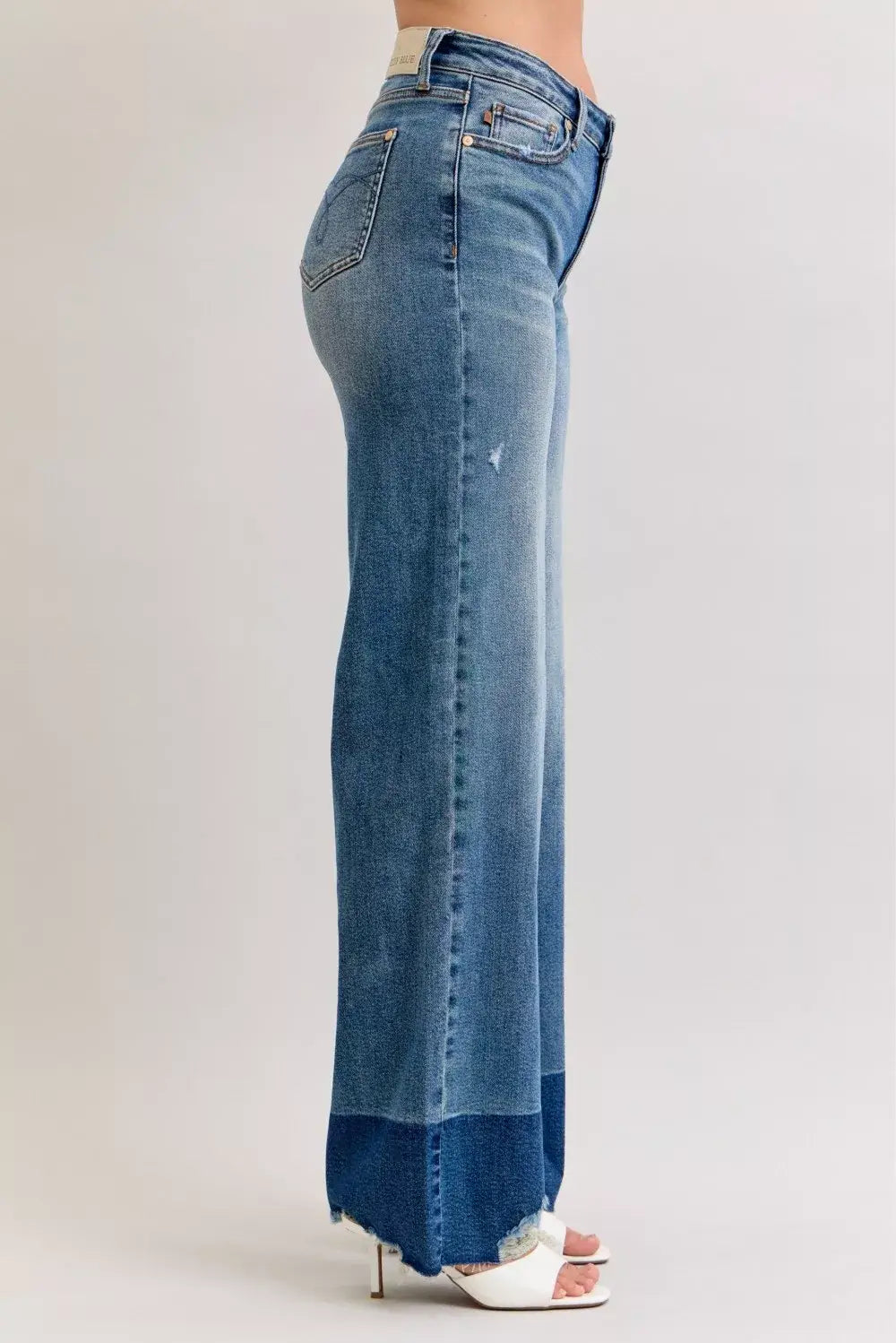 Judy Blue Raw Hem High Waist Column Straight Jeans - Trendsi - Flyclothing LLC