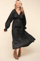 Haptics Flounce Sleeve Tiered Midi Dress with Pockets - Trendsi