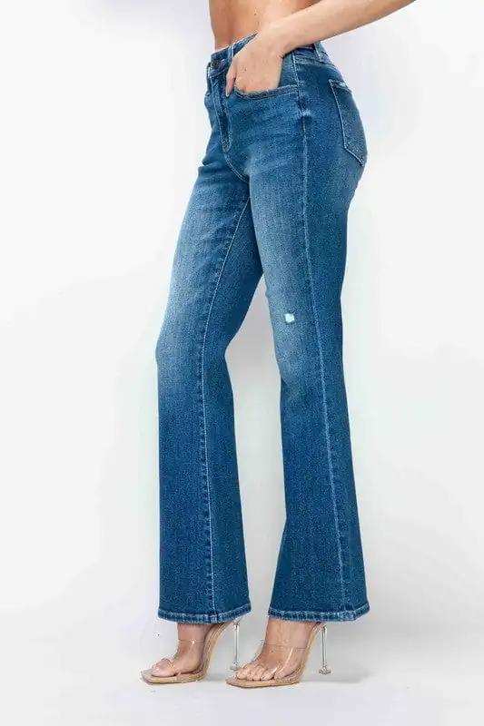 bytos Full Size High Rise Bootcut Jeans with Pockets - Trendsi - Flyclothing LLC