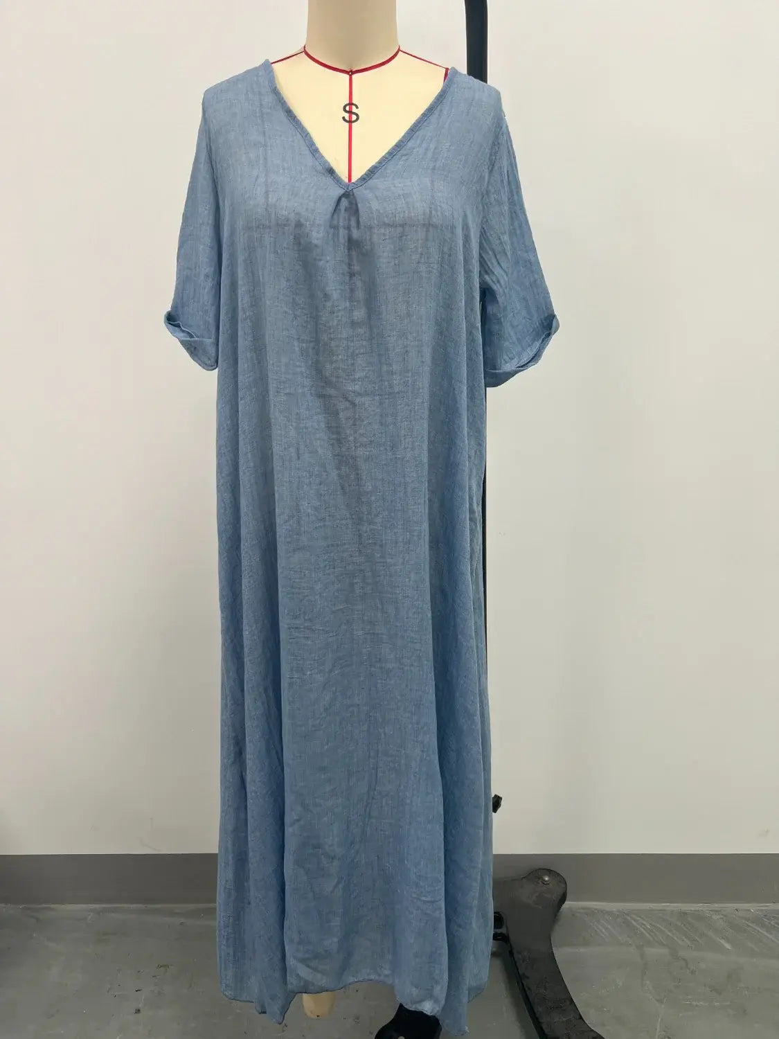 Full Size V-Neck Short Sleeve Midi Dress Plus Size - Trendsi - Flyclothing LLC