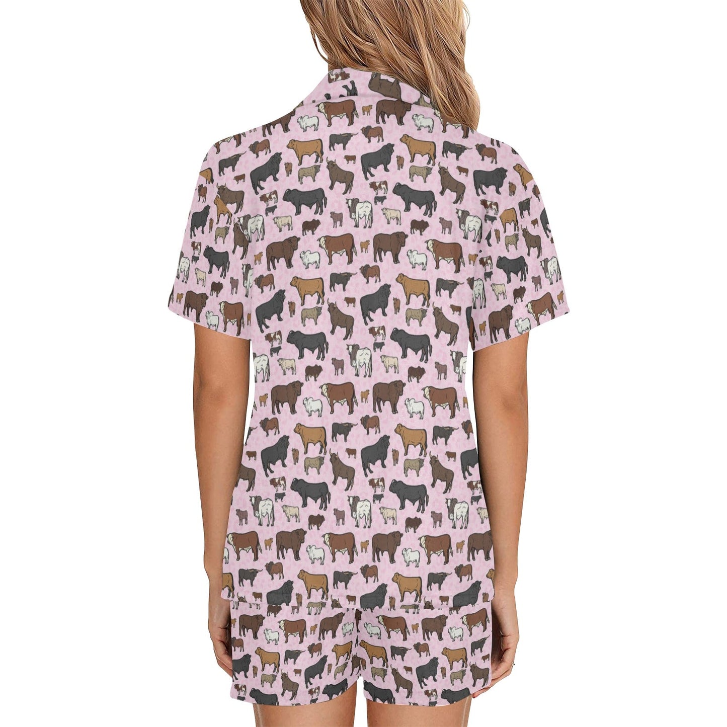 Baha Ranch Pink Cattle Ranch Women's Western Pajama Set