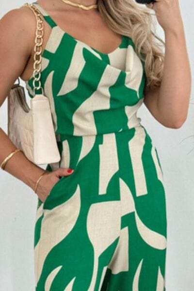 Two-Tone Spaghetti Strap Wide Leg Jumpsuit - Trendsi - Flyclothing LLC