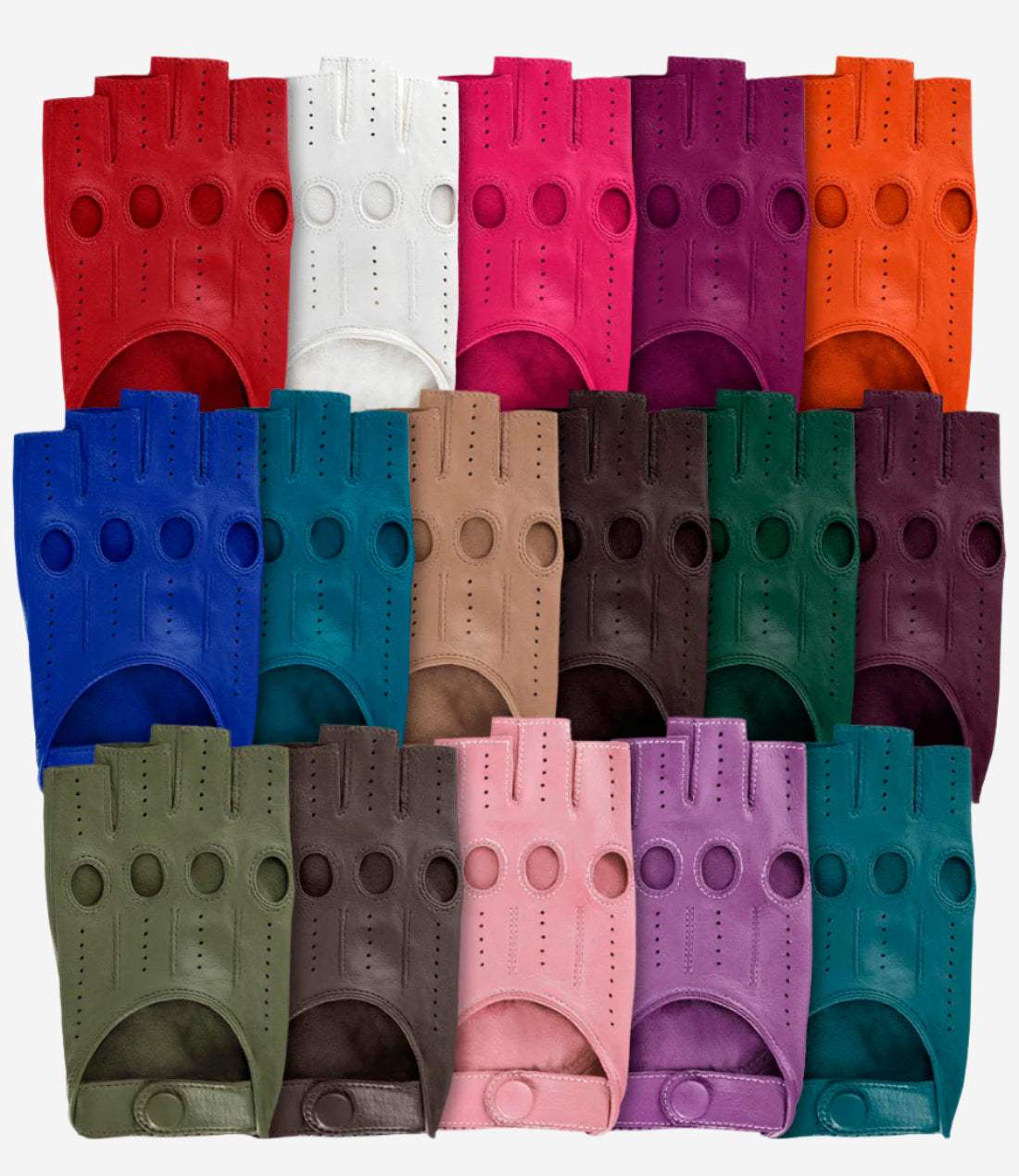 Rossana (orange) - Italian fingerless lambskin leather driving gloves