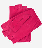 Rossana (fuschia) - Italian fingerless lambskin leather driving gloves