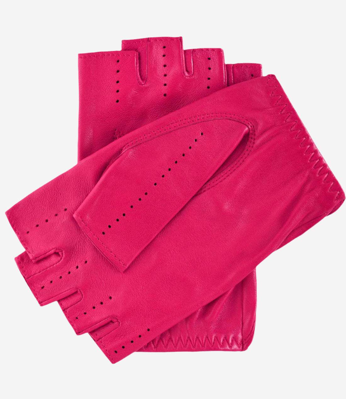 Rossana (fuschia) - Italian fingerless lambskin leather driving gloves