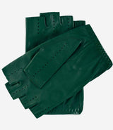 Rossana (hunter) - Italian fingerless lambskin leather driving gloves