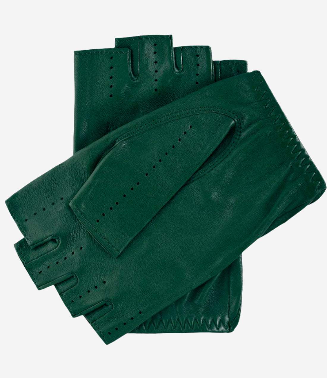 Rossana (hunter) - Italian fingerless lambskin leather driving gloves
