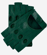 Rossana (hunter) - Italian fingerless lambskin leather driving gloves