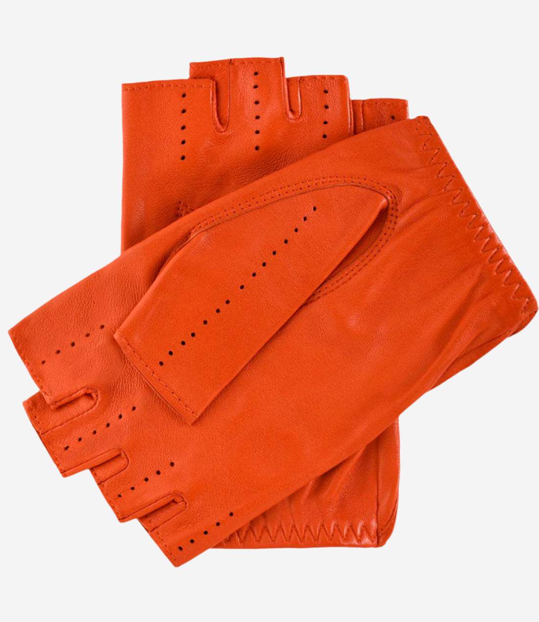 Rossana (orange) - Italian fingerless lambskin leather driving gloves