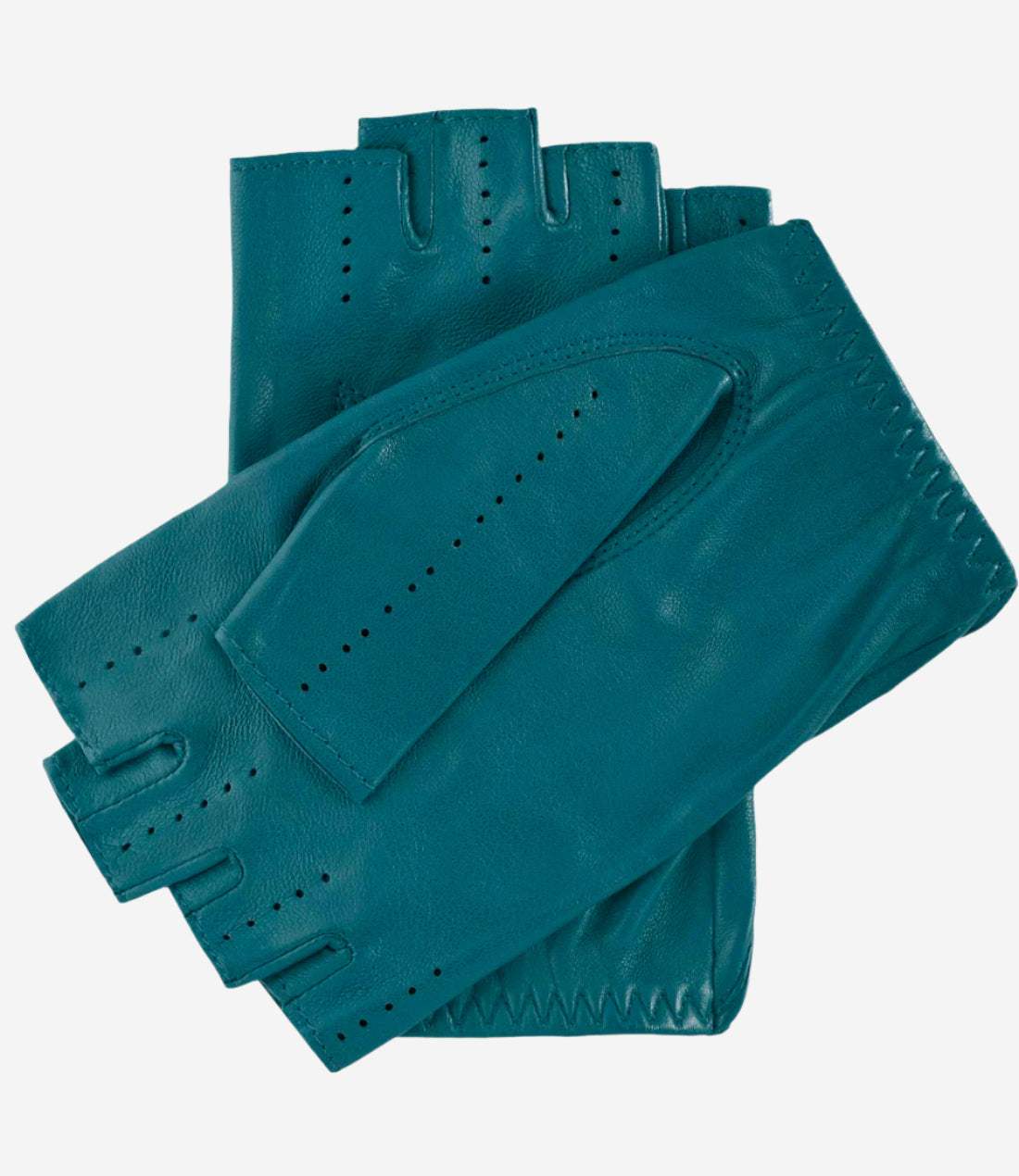 Rossana (sage) - Italian fingerless lambskin leather driving gloves
