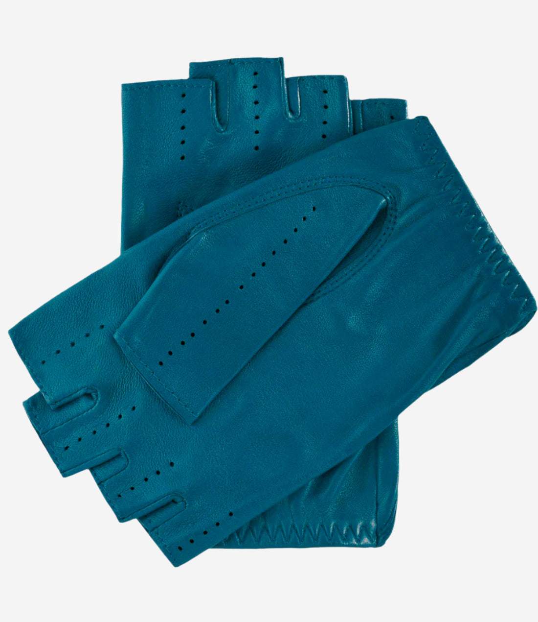 Rossana (turquoise) - Italian fingerless lambskin leather driving gloves