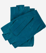 Rossana (turquoise) - Italian fingerless lambskin leather driving gloves