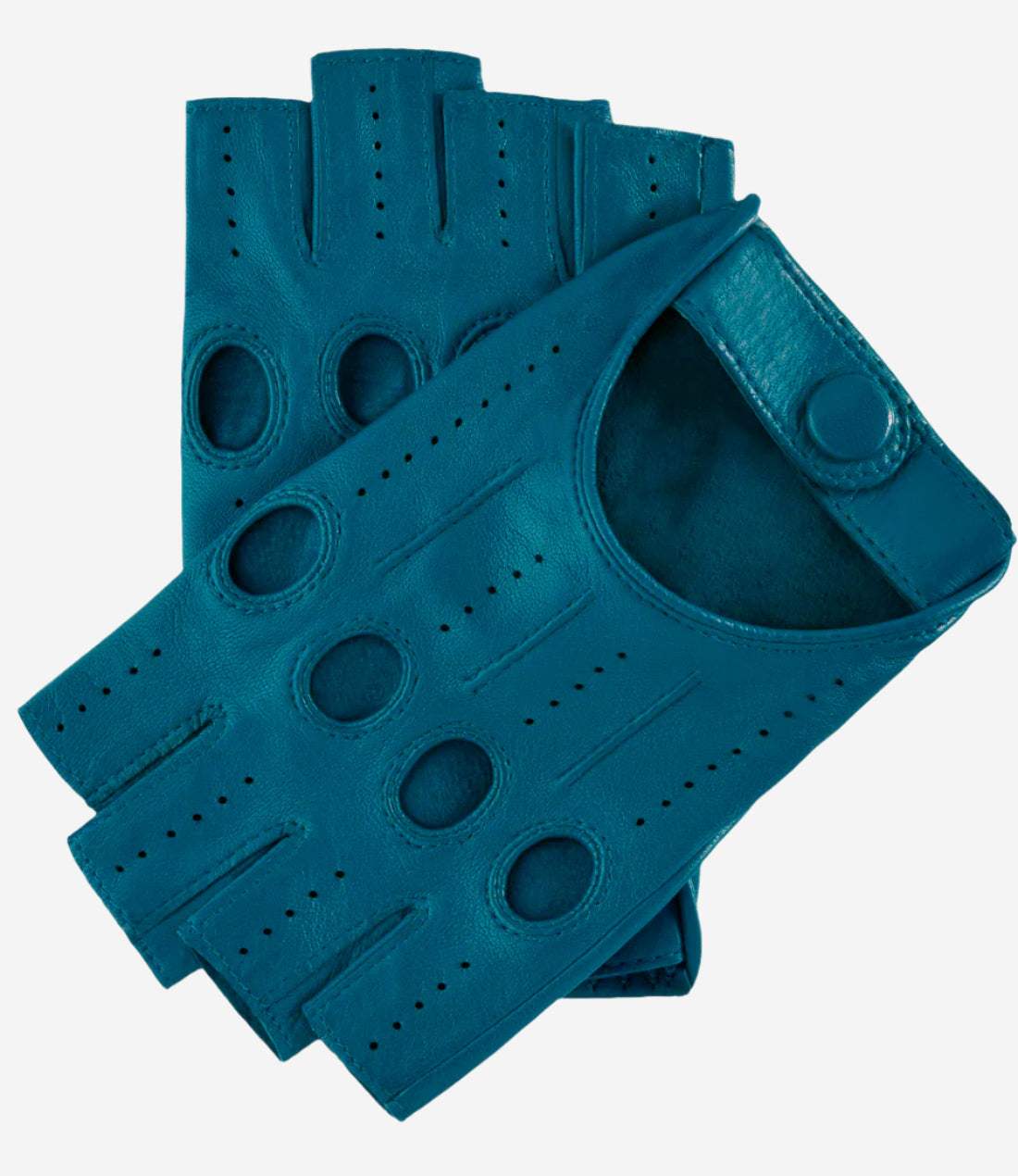 Rossana (turquoise) - Italian fingerless lambskin leather driving gloves