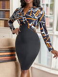 Twisted Printed Long Sleeve Mini Dress - Trendsi