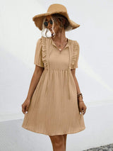 Tie Neck Short Sleeve Mini Dress - Trendsi - Flyclothing LLC