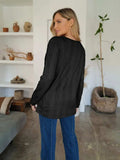 Slit Round Neck Long Sleeve T-Shirt - Trendsi - Flyclothing LLC