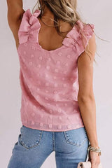 Full Size Swiss Dot V-Neck Tank - Trendsi - Flyclothing LLC