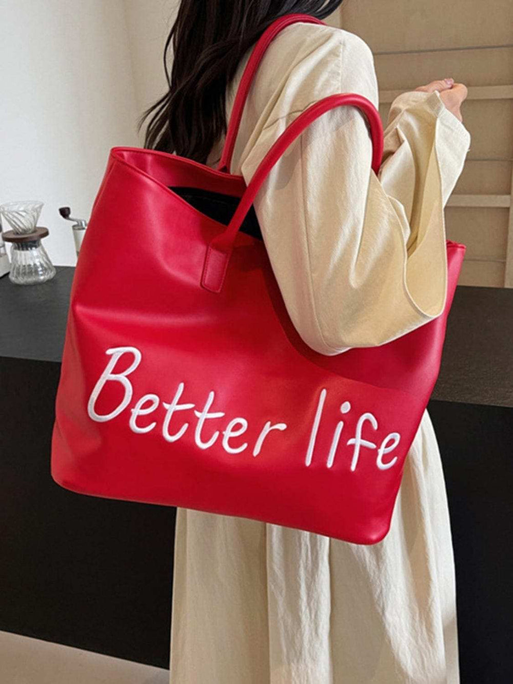 BETTER LIFE PU Leather Tote Bag - Trendsi - Flyclothing LLC