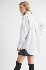 Aemi + Co High-Low Collared Neck Drop Shoulder Shirt - Trendsi - Flyclothing LLC