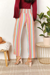 Double Take Striped Smocked Waist Pants with Pockets - Trendsi - Flyclothing LLC