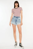 Kancan Distressed High Waist Denim Shorts with Pockets - Trendsi