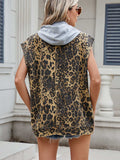 Leopard Buttton Up Denim Vest - Trendsi - Flyclothing LLC