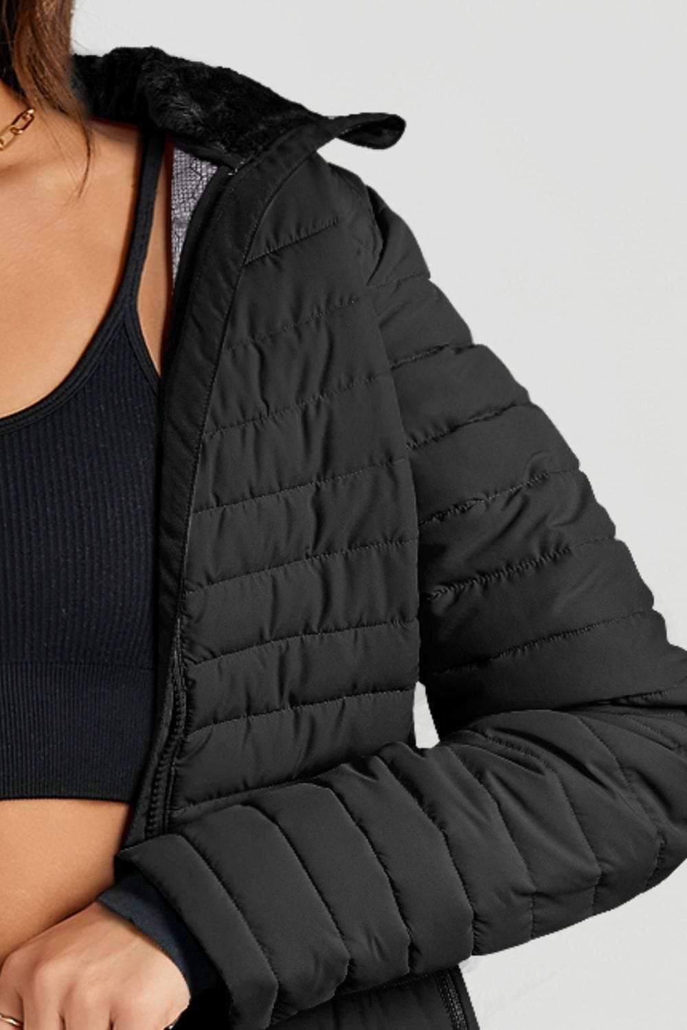 Turtleneck Zip Up Long Sleeve Jacket - Trendsi - Flyclothing LLC