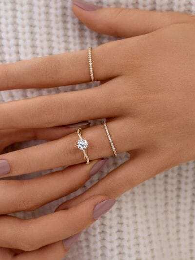 925 Sterling Silver Inlaid Zircon Ring - Trendsi - Flyclothing LLC