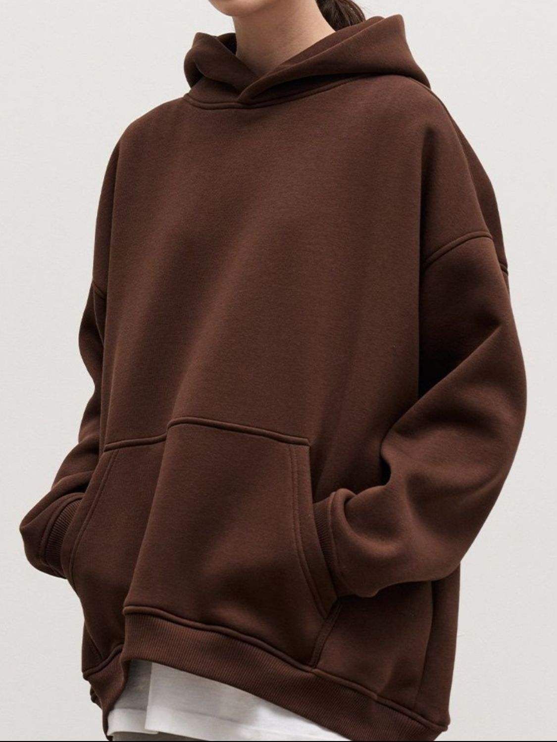 Pocketed Dropped Shoulder Long Sleeve Hoodie - Trendsi - Flyclothing LLC