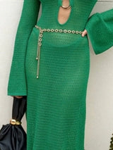 Slit Plunge Flare Sleeve Cover-Up Dress - Trendsi - Flyclothing LLC