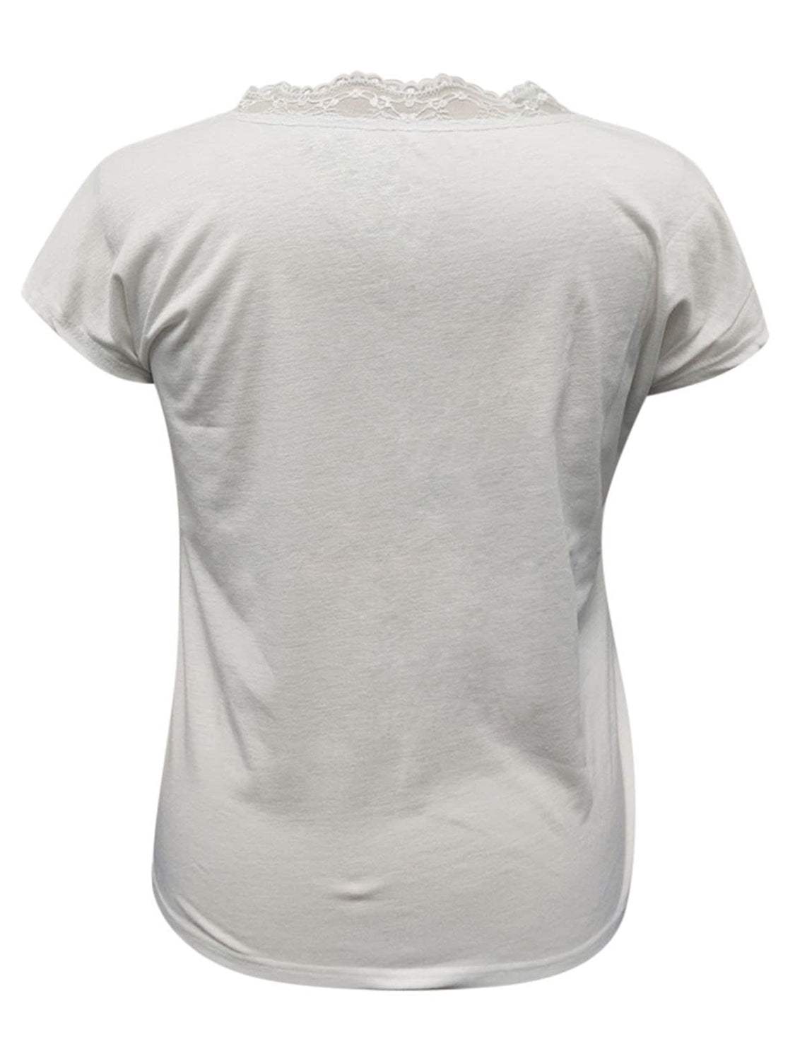 Full Size Lace Detail V-Neck Short Sleeve Blouse - Trendsi - Flyclothing LLC