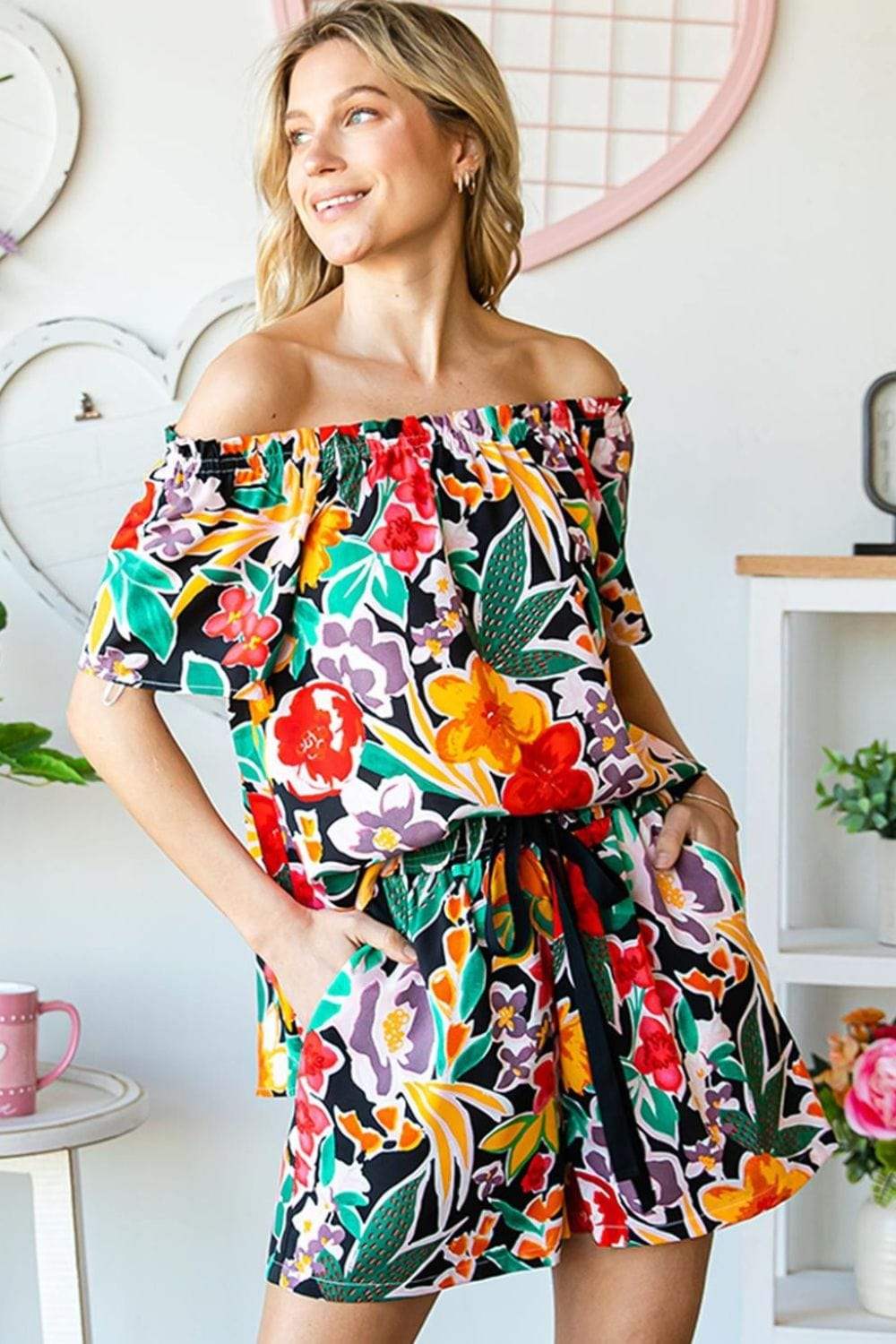 Cotton Bleu by Nu Label Floral Off-Shoulder Top - Trendsi - Flyclothing LLC