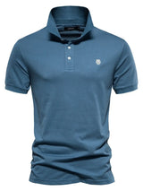 Men's Embroidered Collared Short Sleeve Polo - Trendsi - Flyclothing LLC