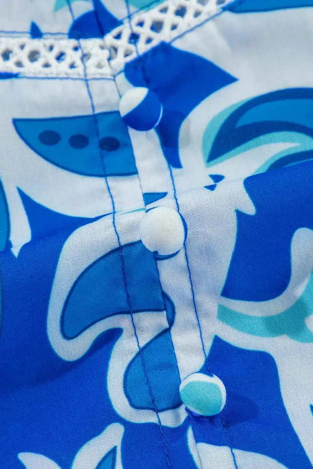 Printed Notched Three-Quarter Sleeve Blouse - Trendsi - Flyclothing LLC