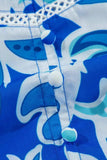 Printed Notched Three-Quarter Sleeve Blouse - Trendsi - Flyclothing LLC