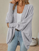 Casual Knit Open Front Cardigan - Trendsi - Flyclothing LLC