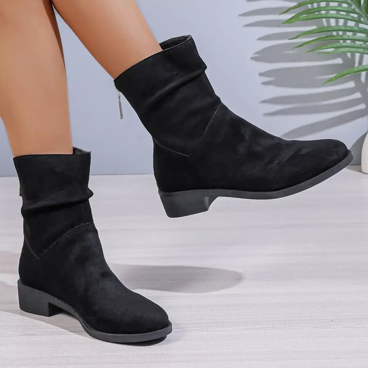 Point Toe Block Heels Boots - Trendsi - Flyclothing LLC