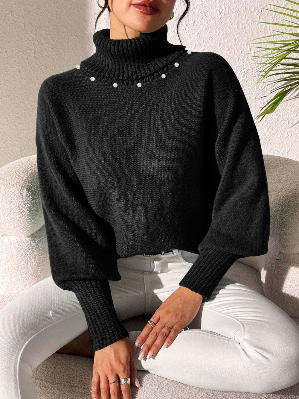 Turtleneck Long Sleeve Sweater - Trendsi - Flyclothing LLC